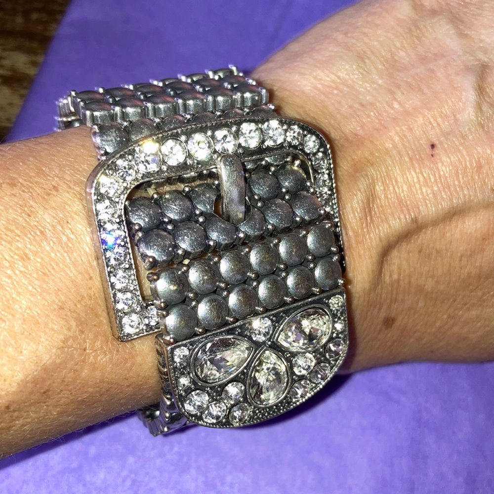 Vintage buckle and rhinestone bracelet